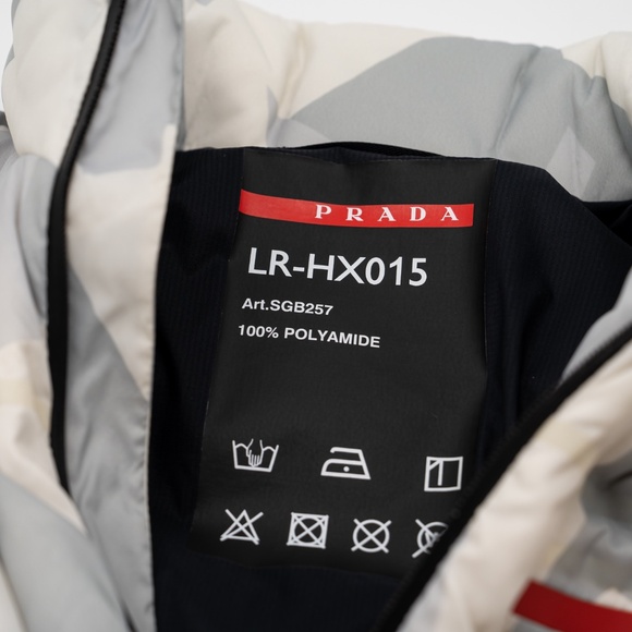 size M Prada Marble Camo Down Jacket Puffer Linea Rossa White Grey - Picture 8 of 10